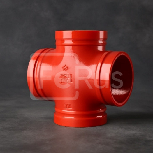 Крестовина переходная под резьбу грувлок ковкий чугун ДУ 100x80 (ДН 114x89) 4x3